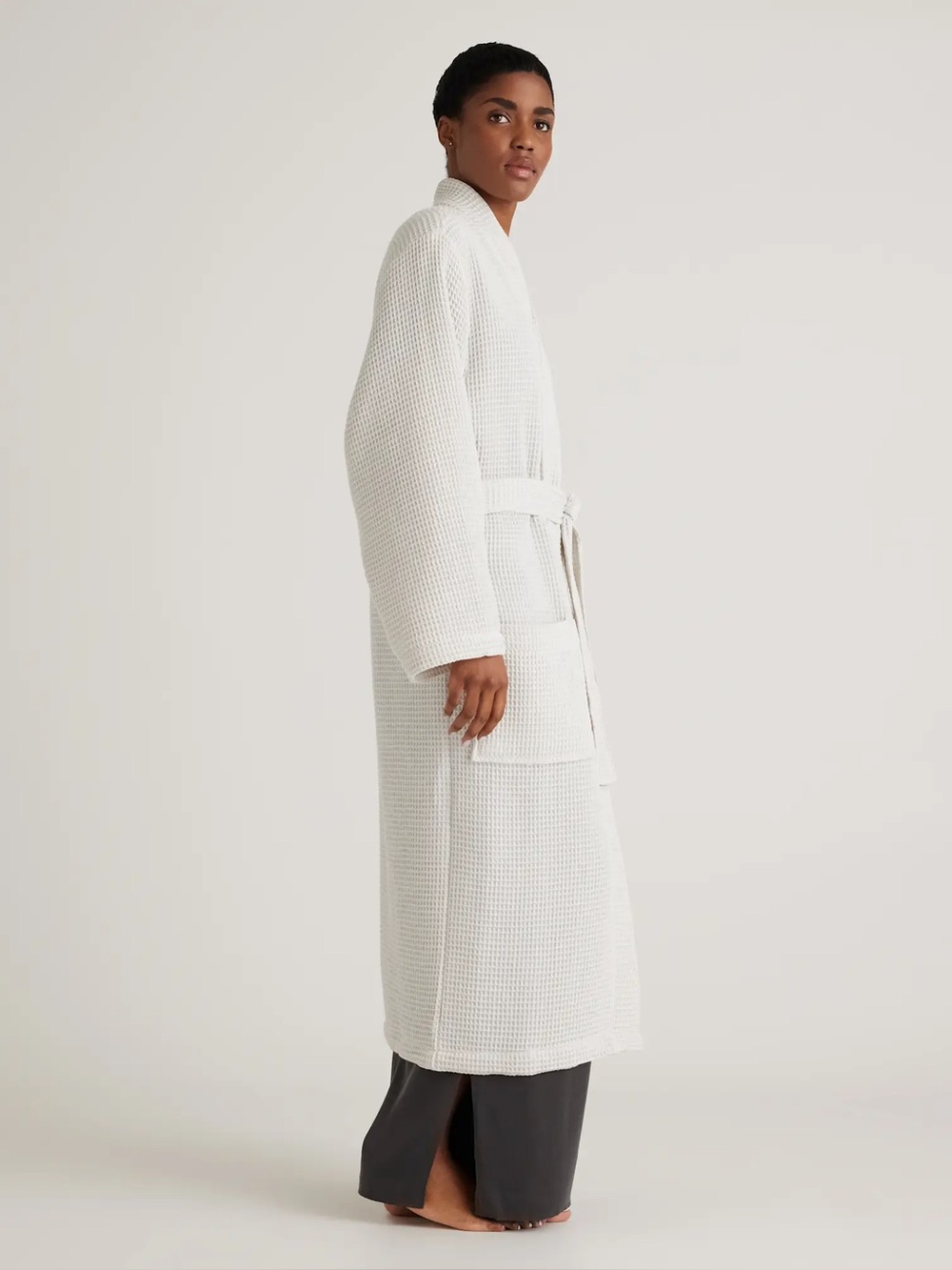 NWOT Quince Organic Turkish Waffle Robe Silver - Large - Long Length - Picture 2 of 5